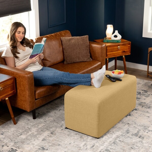 Jaxx Monroe Square Foam Ottoman with Stain Resistant Performance