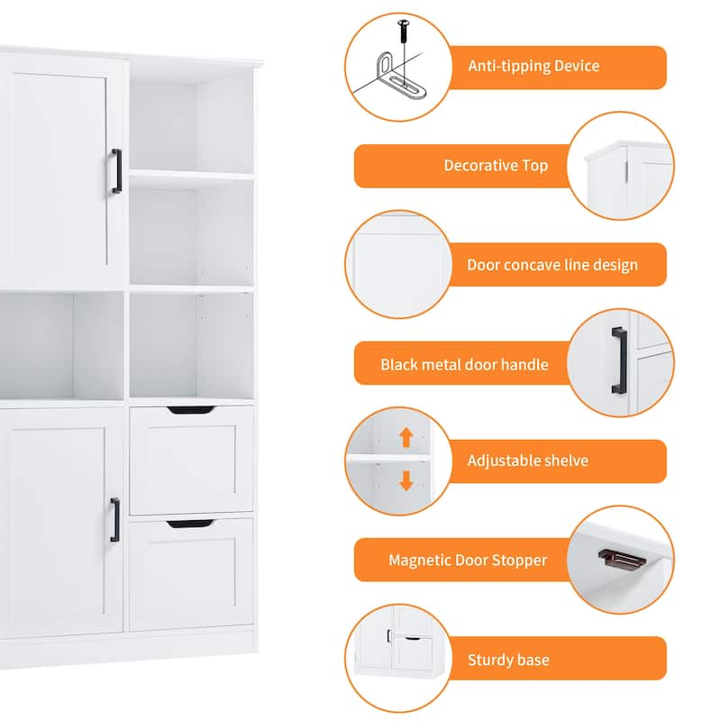 Entryway Wooden Floor Cabinet, Laundry Room Side Storage Cabinet