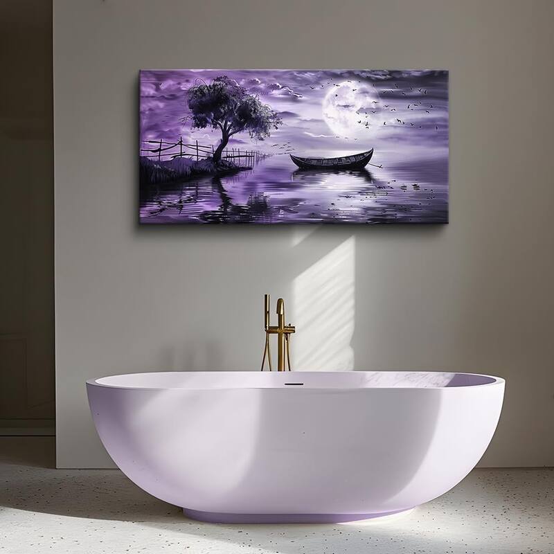Modern Purple Lake View Wall Pictures Artwork