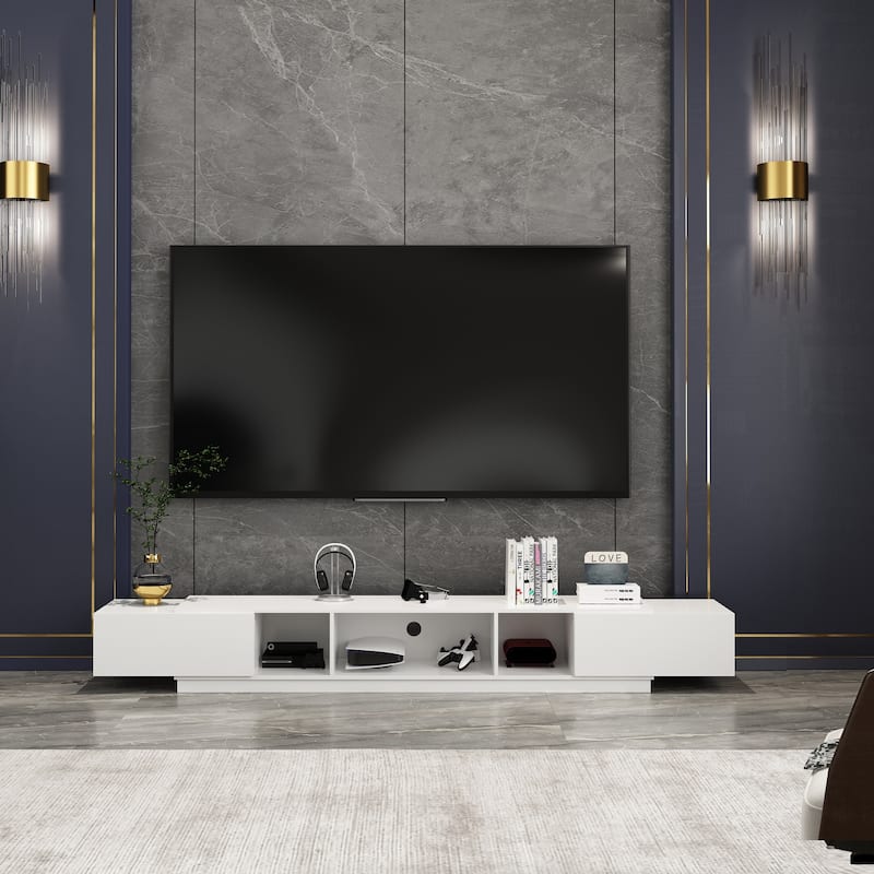 Modern TV Stand Universal Entertainment Center, TV Cabinet 90+inch TV - White