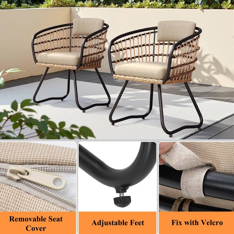 9PC Outdoor Patio Dining Set Wood-Like Aluminum Umbrella Hole Table with Rattan Chairs,Double Top Market Umbrella and Wheel Base