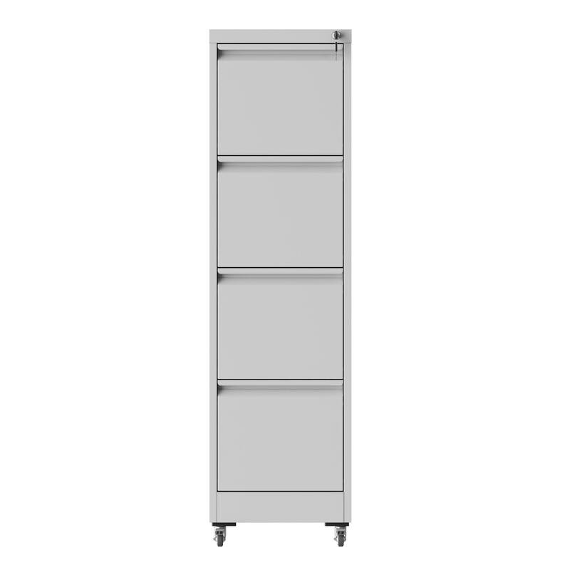 4 Drawer Metal Locking Vertical File Cabinet on Wheels - Heavy-Duty Lockable Cabinet for Home & Office