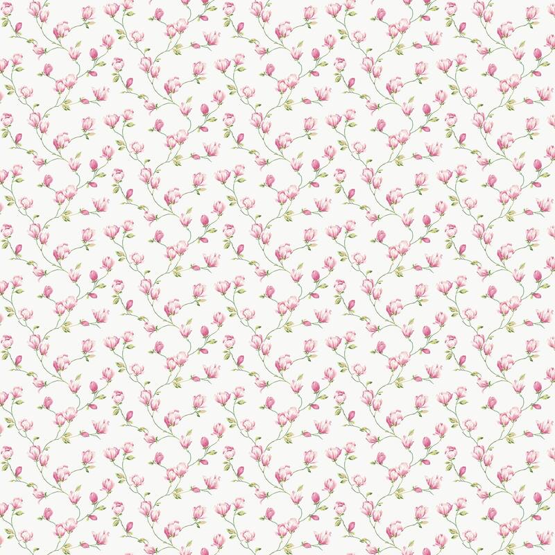 Galerie Wallcoverings Miniatures 3 Collection Mini Magnolia Matte Finish Vinyl on Non-woven Wallpaper Roll - 33-feet long x 21-inches wide - Pink