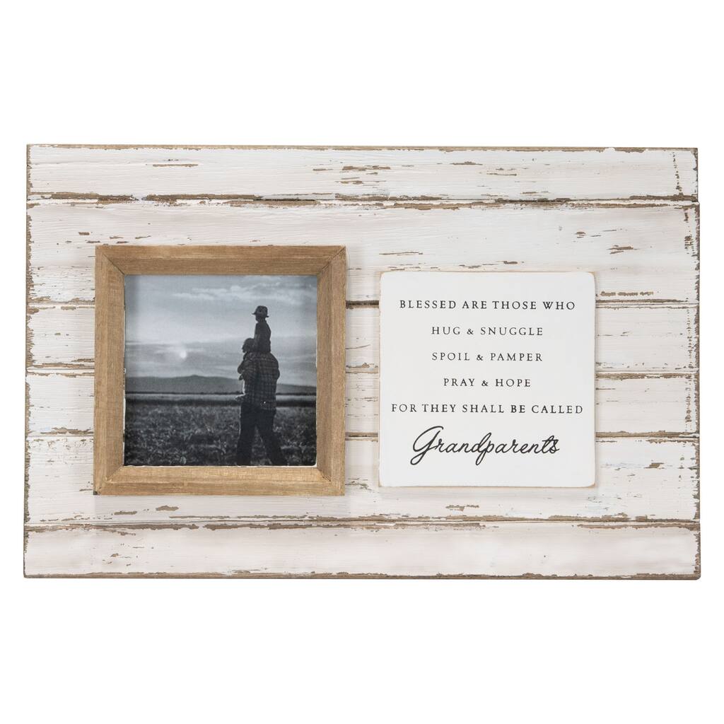 Foreside Home & Garden Antique White 4 x 4 Inch "Grandparents" Wood Decorative Picture Frame
