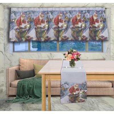 Violet Linen Glories Decorative Illuminated LED Christmas, 60" x 15", Straight, Rod Pocket Curtain Valance