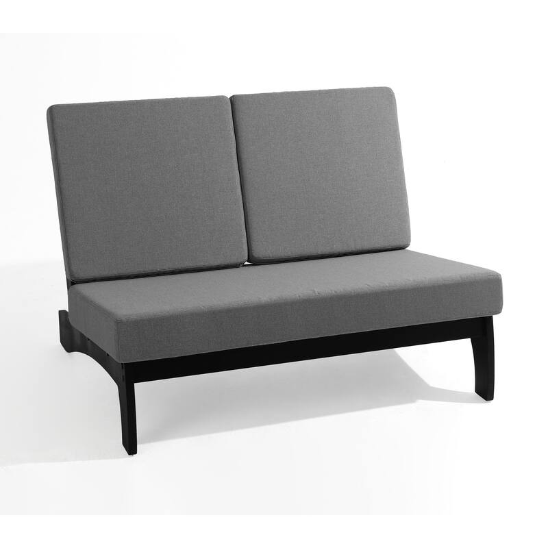 Outdoor Patio Solid Wood Chairs Loveseat Table Chat Set with Cushion