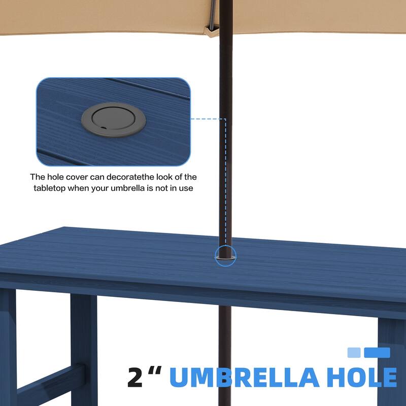 5-Piece HDPE Outdoor Dining Table Sets with Umbrella Hole - 1-Table 4-Chairs