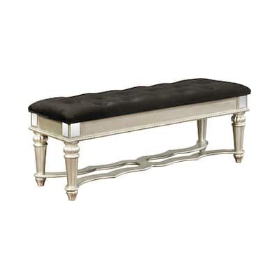 Upholstered Bench in Metallic Platinum and Black
