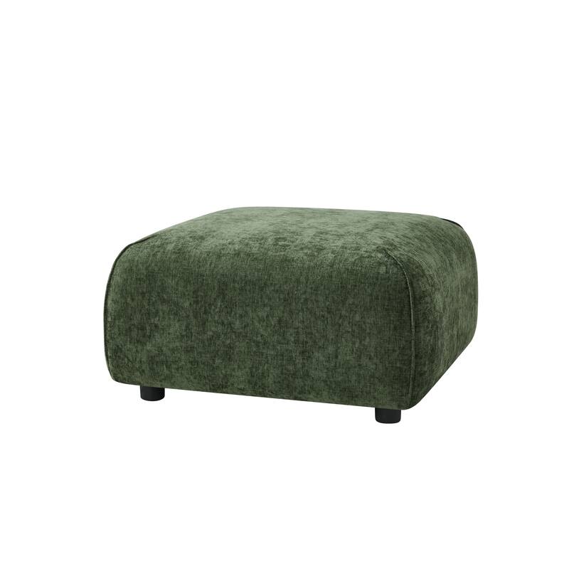Roomfitters Plush Square Ottoman, Upholstered Footrest and Stool, Minimalist Extra Seating, Solid Wood Base