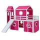 preview thumbnail 20 of 56, Castle Style Twin/Full Size Loft Bed with Slide and Ladder, Solid Wood Loft Bed Frame with Pink Tent and Tower, Playhouse Bed
