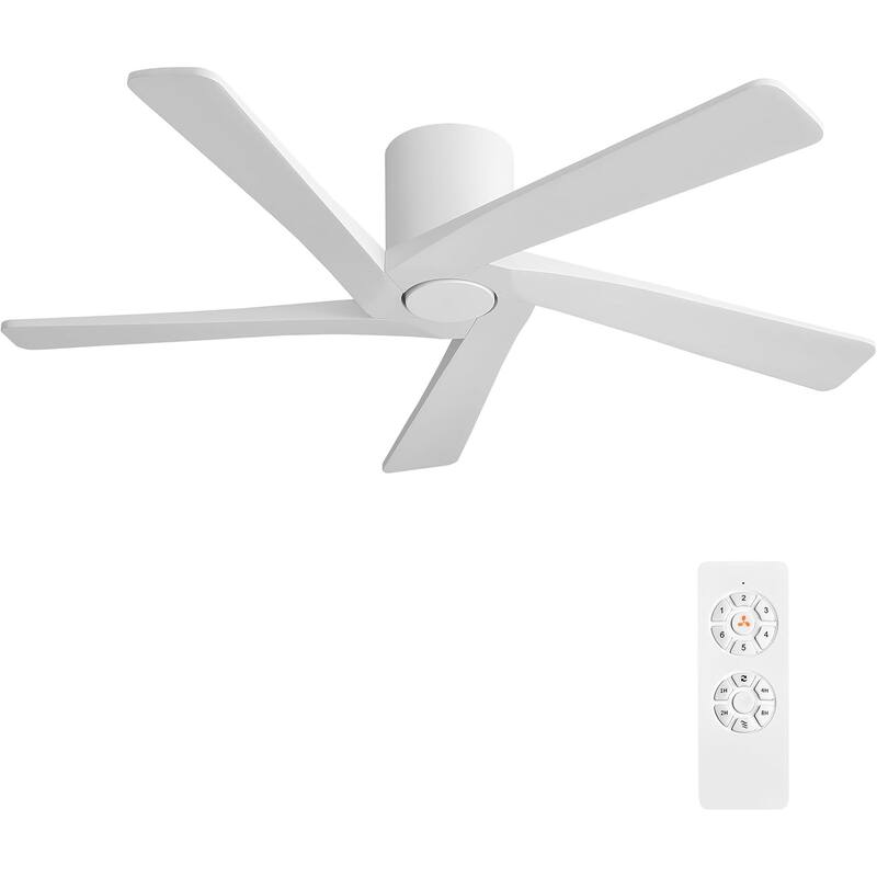 MLiAN 5 Solid Wood Blades Indoor Flush Mount Ceiling Fan with Remote