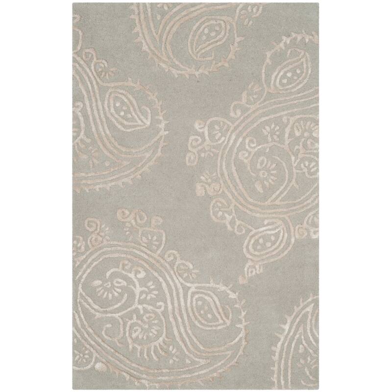 SAFAVIEH Handmade Bella Kristiana Paisley Modern Floral Wool Rug - 2'6" x 4' - Silver/Beige