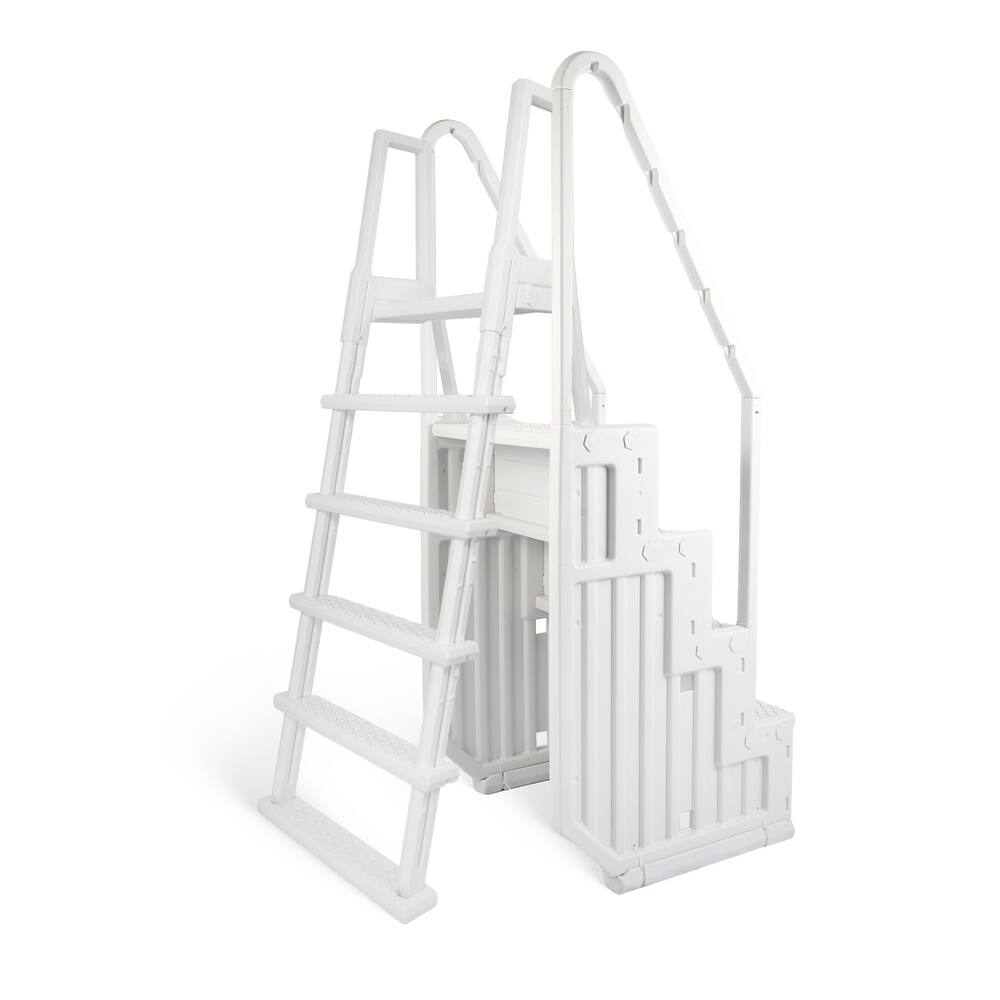 Blue Wave Easy Pool Step With Outside Ladder for Above Ground Pools - 32.5 in. W x 56 in. D x 81 in. H