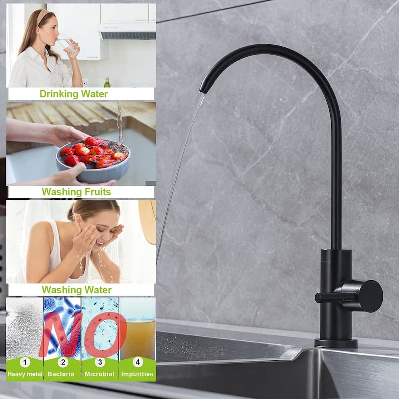 Kitchen Water Filter Faucet Lead-Free Drinking Water Faucet Stainless Steel Fits Reverse Osmosis Units, Water Filtration System