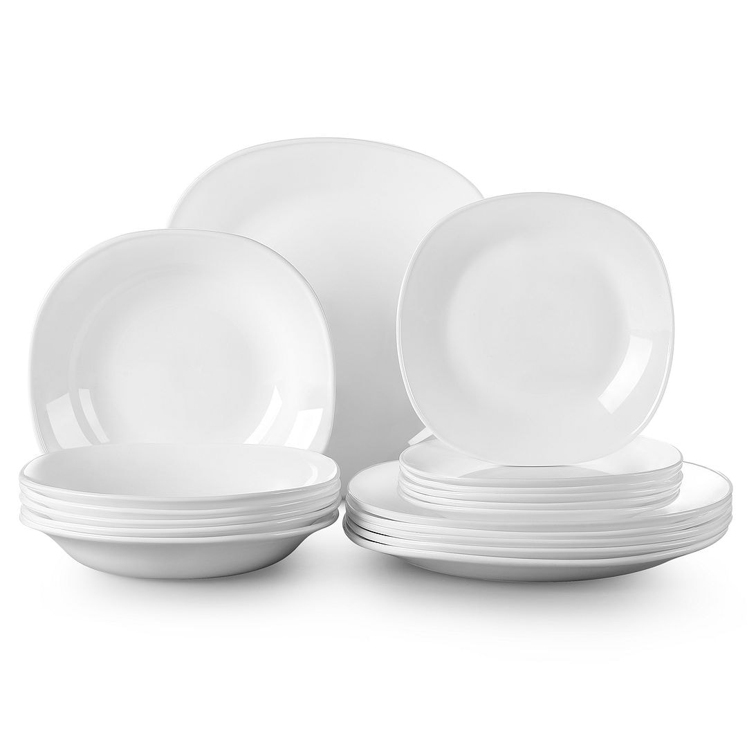 Luminarc 18 Pcs White Opal Glass Dinner Set Dinnerware Tableware Dining Plates 