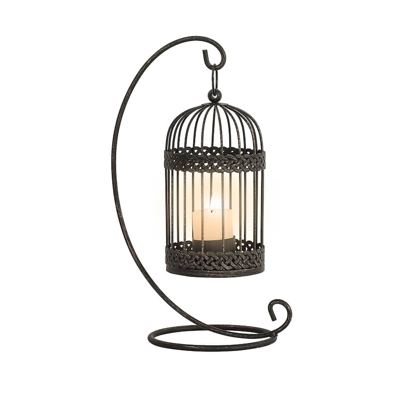 Adeco Birdcage Style Hanging Candle Holder Stand Vintage Lantern