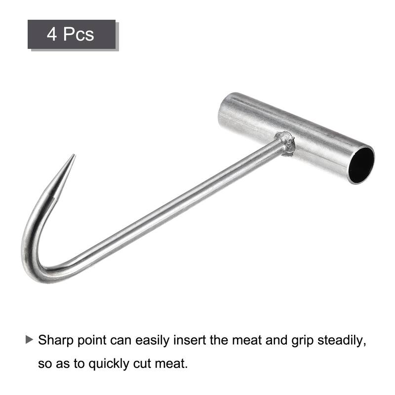 T-Handle Meat Boning Hook, Stainless Steel T Hook for Kitchen - Silver Tone