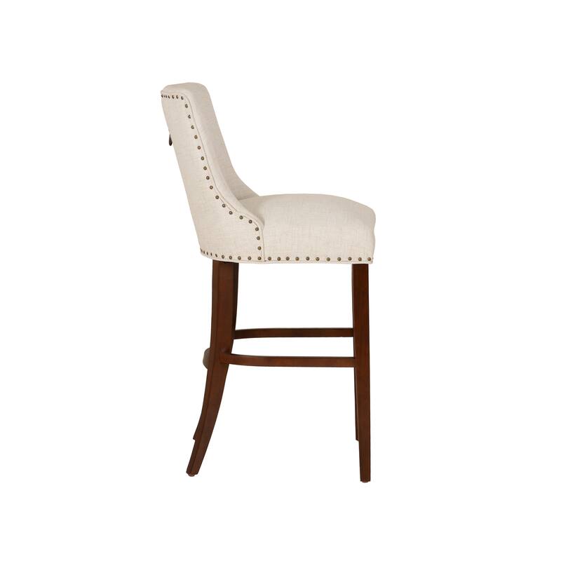 Linon Allard Beige Upholstered 31.5-Inch Barstool