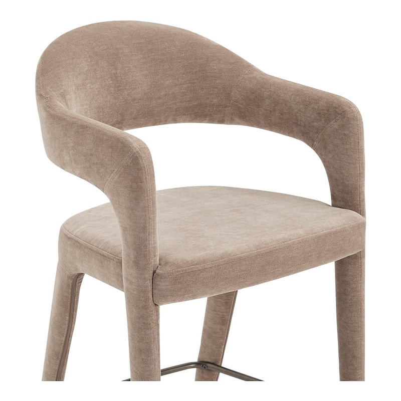 NADAAL STUDIOS Bryn, Upholstered Counter Stool with Open Barrel Back - 23.6"W x23.3"D x39"H