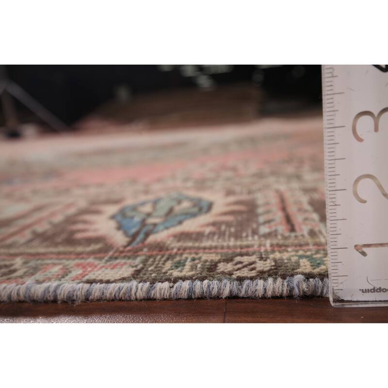 Pink Tabriz Vintage Persian Area Rug Hand-Knotted Wool Carpet - 6'8" x 9'9"