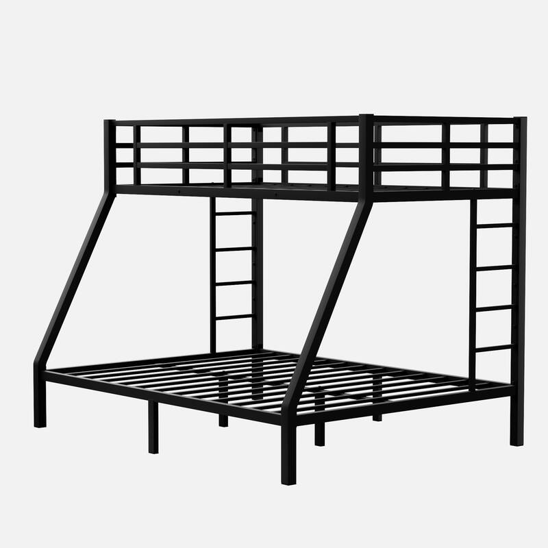 Modern Metal Bunk Bed Twin XL/Full XL Over Queen, Noise-Reduced, Sturdy Frame, Under-Bed Storage