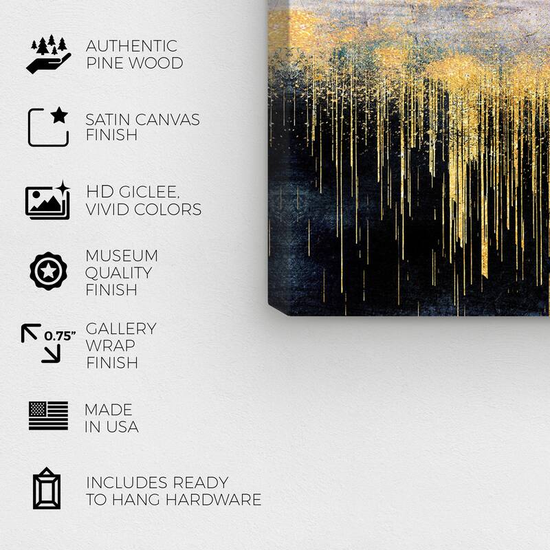 Wynwood Studio Canvas Abstract Golden Lights over Mist White and Metallic Gold Modern & Contemporary Wall Art Canvas Print