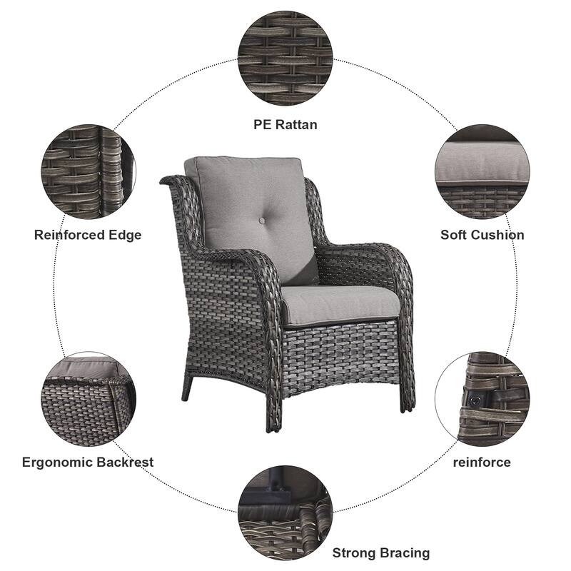 Gymojoy 4-Piece Outdoor Patio Sofa Chair with Coffee Table