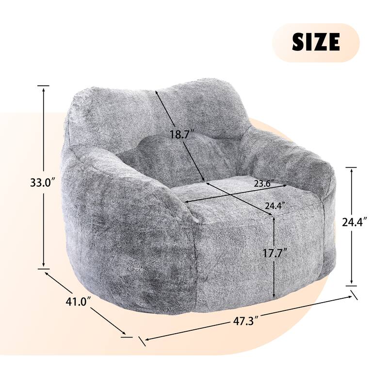 Oversized Memory Foam Bean Bag Chair Lazy Sofa with Armrests and Removable Cover for Living Room Bedroom