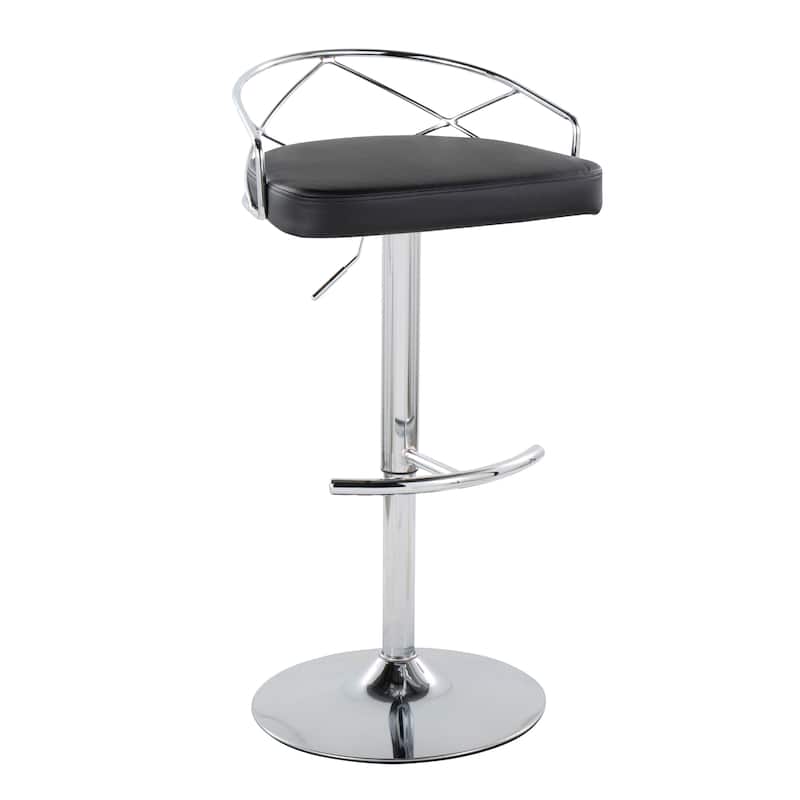 Silver Orchid Charlotte Glam Adjustable Bar Stool (Set of 2) - Black Faux Leather/Chrome Metal