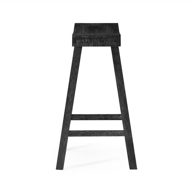 HomeRoots 27" Black Solid Wood Backless Counter Height Bar Chair