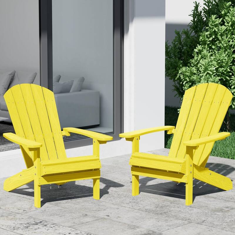 WINSOON All Weather HIPS Outdoor Plastic Adirondack Chairs Set of 2 - Yellow