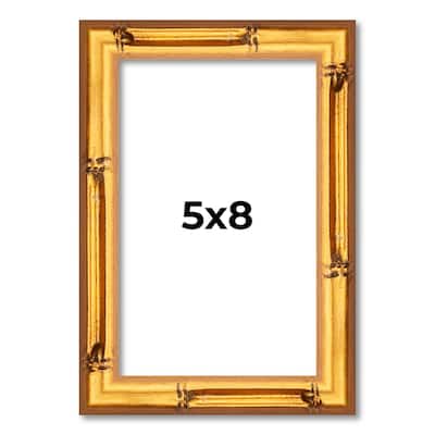 5x8 Frame Gold Bamboo Picture Frame Modern Photo Frame Includes UV Acrylic Shatter Guard Front Acid Free Foam Backing Board