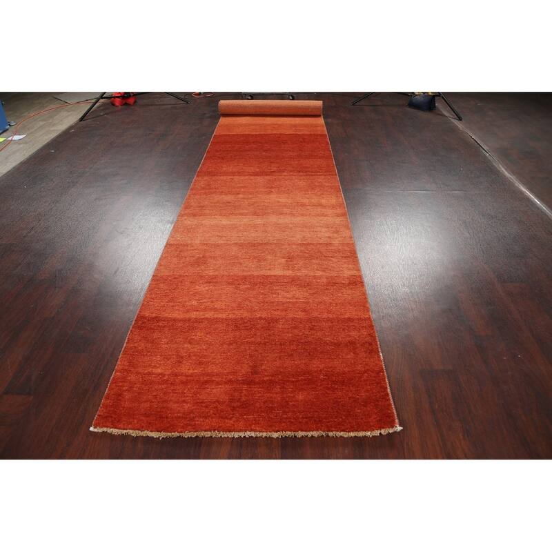 Modern Striped Oriental Gabbeh Kashkoli Runner Rug Wool Handmade - 3'2" x 15'7"