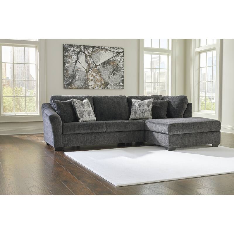 Signature Design by Ashley Biddeford Ebony 2-Piece Sleeper Sectional with Chaise - 120"W x 75"D x 40"H