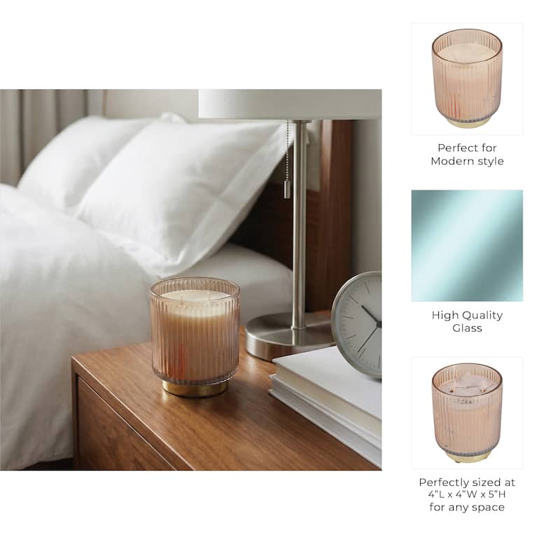 Modern Round Glass Candle on Base - 5" - 5.0"