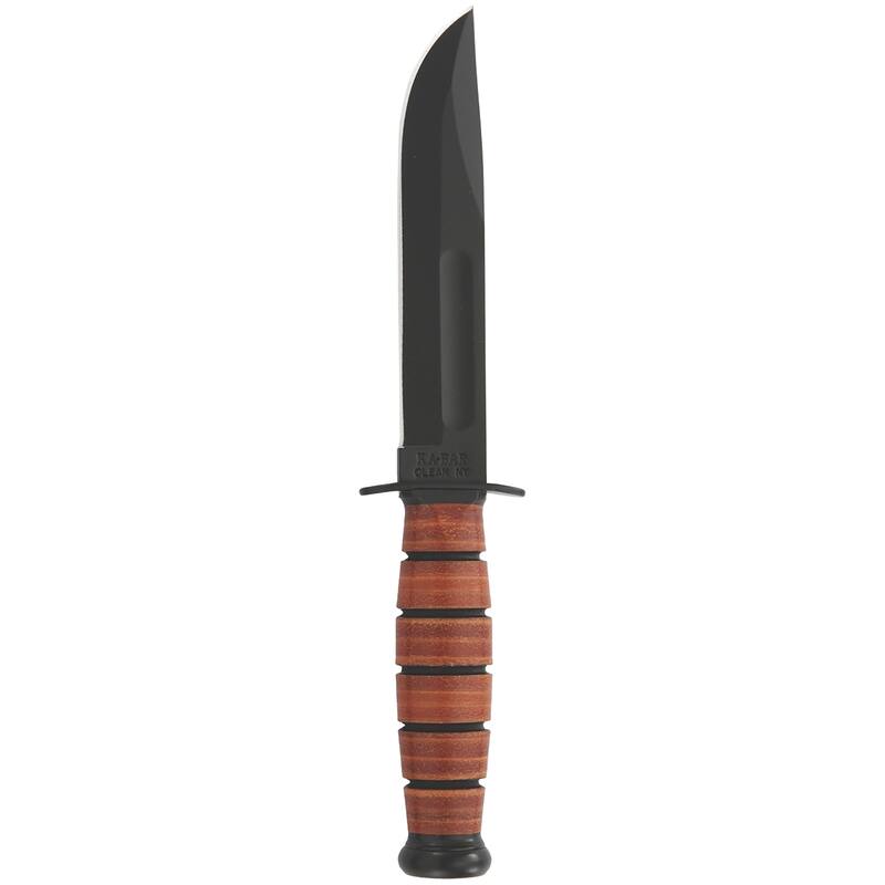 KA-BAR 5.25" Fixed Blade USMC Short Knife w/ Sheath - Brown