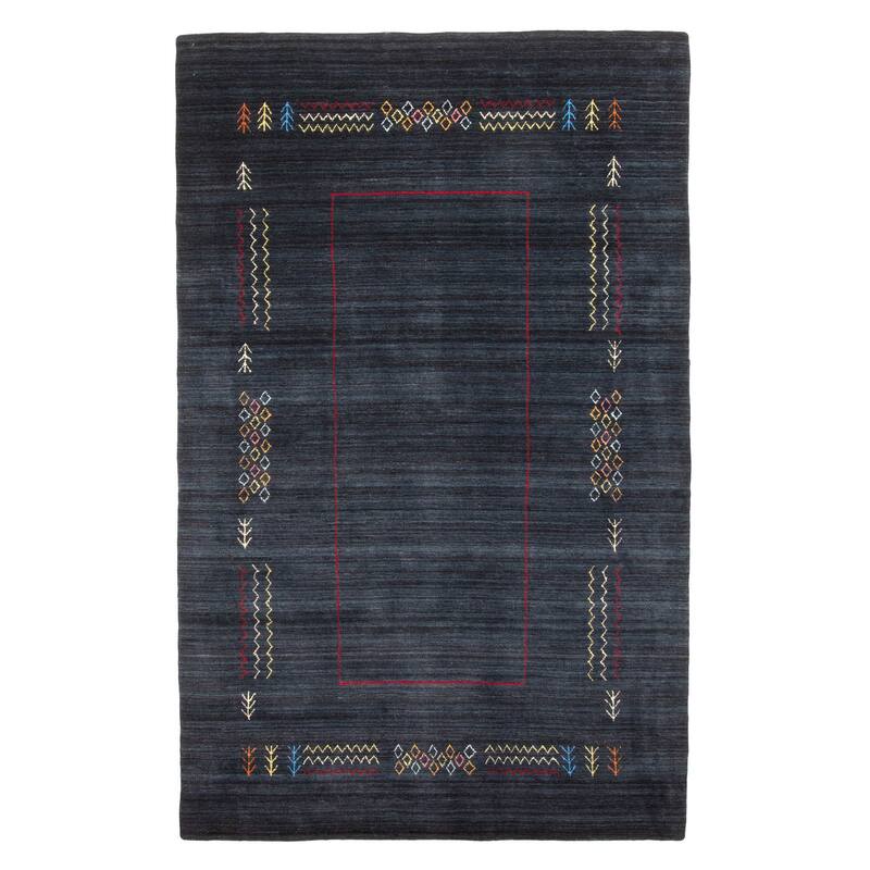 ECARPETGALLERY Hand Loomed Kashkuli Gabbeh Dark Blue Wool Rug - 4'11 x 7'11