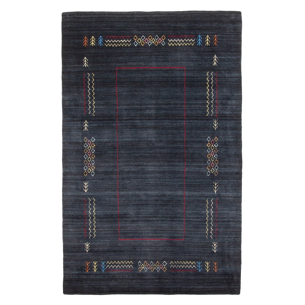 ECARPETGALLERY Hand Loomed Kashkuli Gabbeh Dark Blue Wool Rug - 4'11 x 7'11