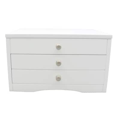 Classic Lift Top White Jewelry Box - N/A