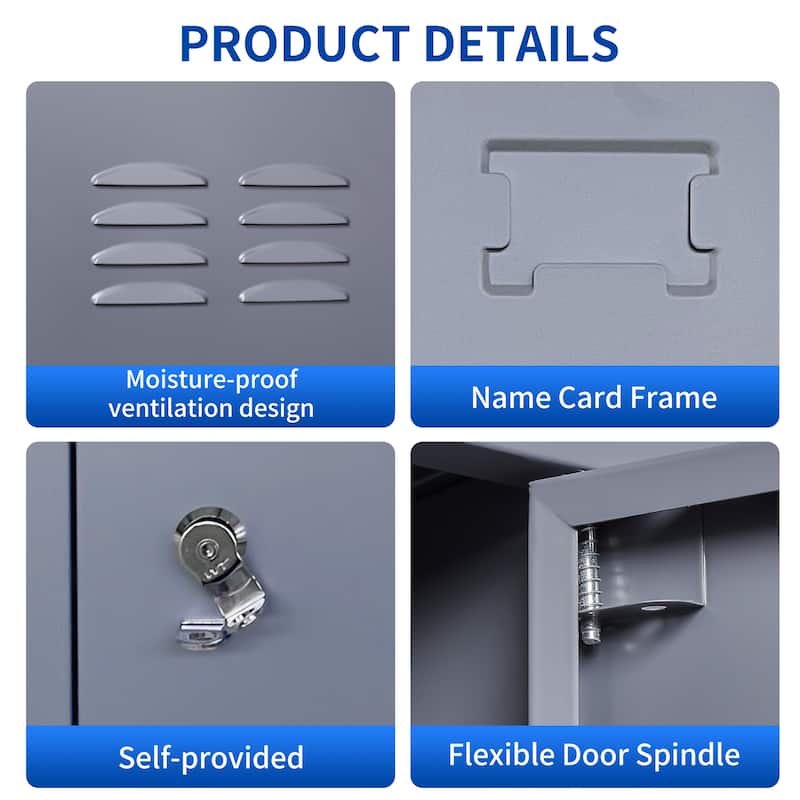 72"H Metal Lockers With 18 Door,Storage Cabinet With Lock for Employees,School,Gym