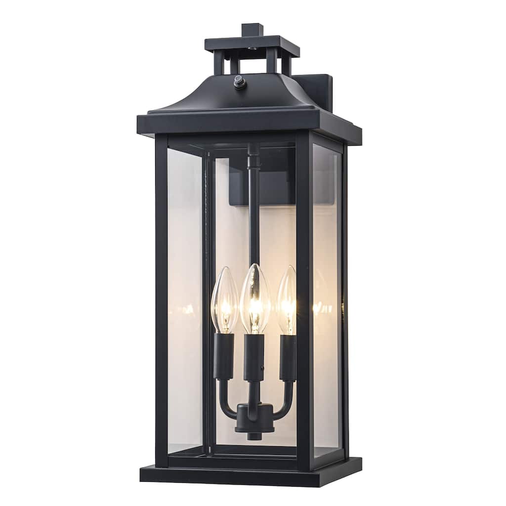 C Cattleya 1 Pack 3-Light Dusk to Dawn Outdoor Wall Light with Clear Glass Shade