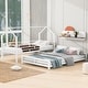 preview thumbnail 5 of 11, Twin over Full Metal Bunk Bed with House Roof Frame and Curve Ladder & Guardrail, Can Be Divided into 2 Separate Beds, White