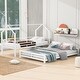 preview thumbnail 4 of 10, White Metal House Bunk Bed with Roof, Ladder and Fence for Kids, Boys and Girls