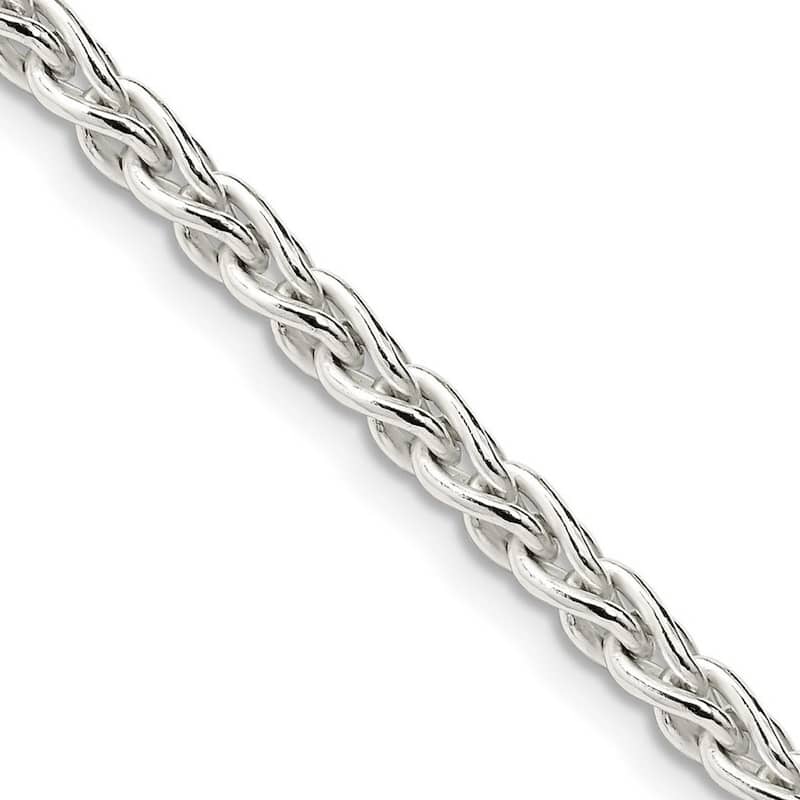 Curata 925 Sterling Silver 3.7mm Round Spiga Chain Necklace for Men