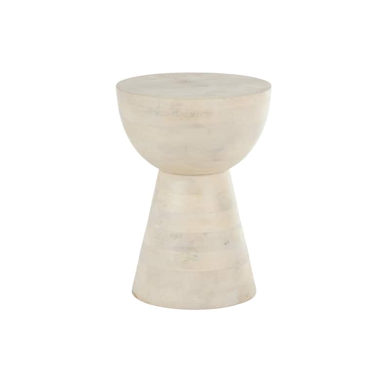 Mango Wood Accent Table with Cone Shaped Base - Cream - Roche River Decor