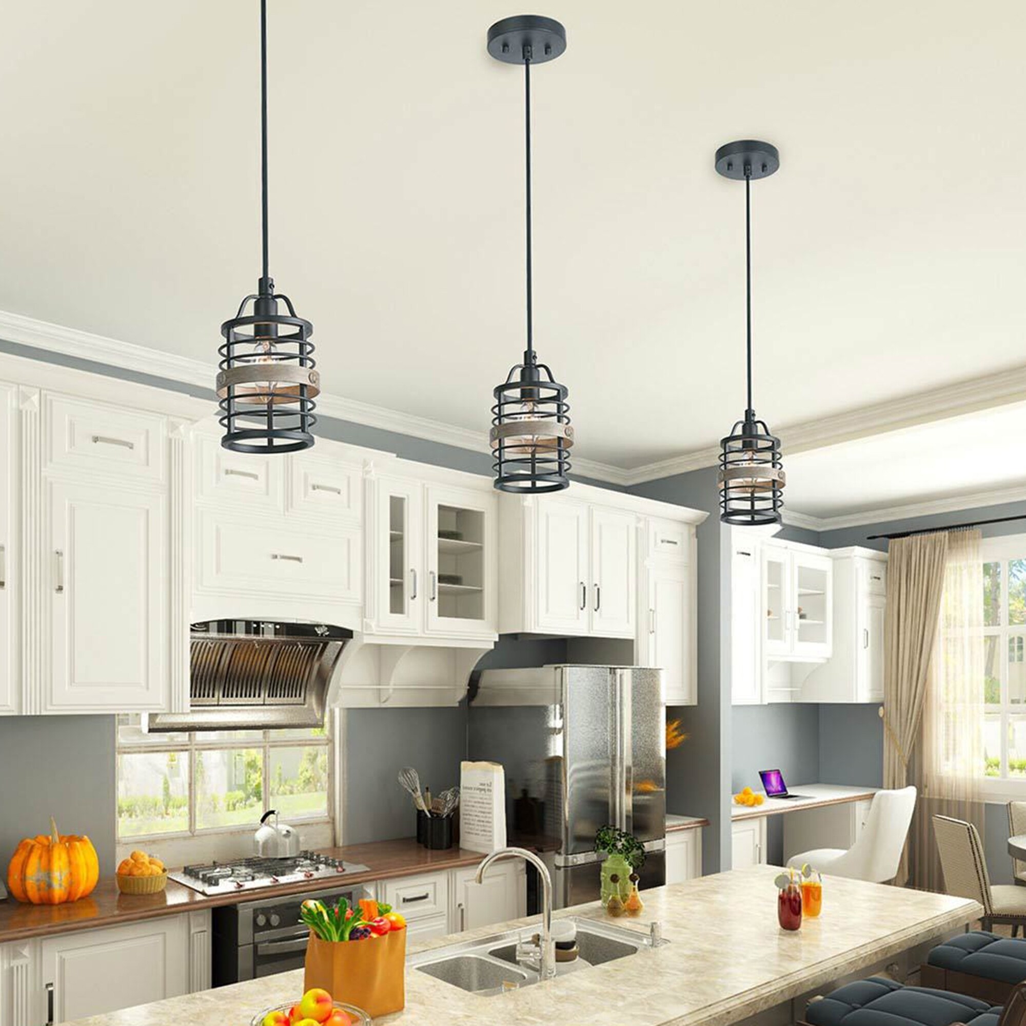 Carbon Loft Modern Farmhouse 1-light Mini Faux Wood Island ...