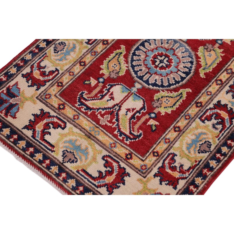 Southwestern Kazak Kaleb Red/Beige Wool Rug - 2'0'' x 3'0''