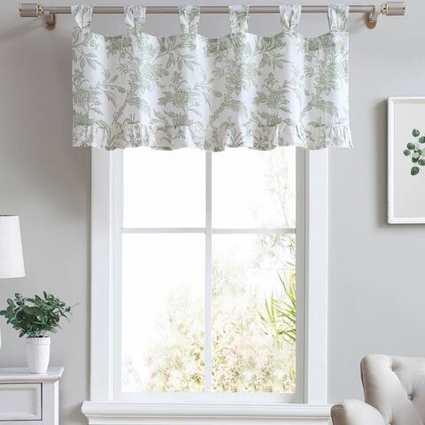 Laura Ashley Natalie Cotton Tab Top Green Window Valance - 50 x 20