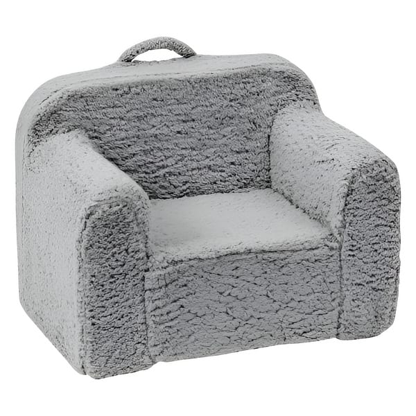 slide 2 of 10, Grey Fleece Sponge Kids Sofa Chair with Strong Support and Zippers - 25” L x 18.11” W x 20.47” H