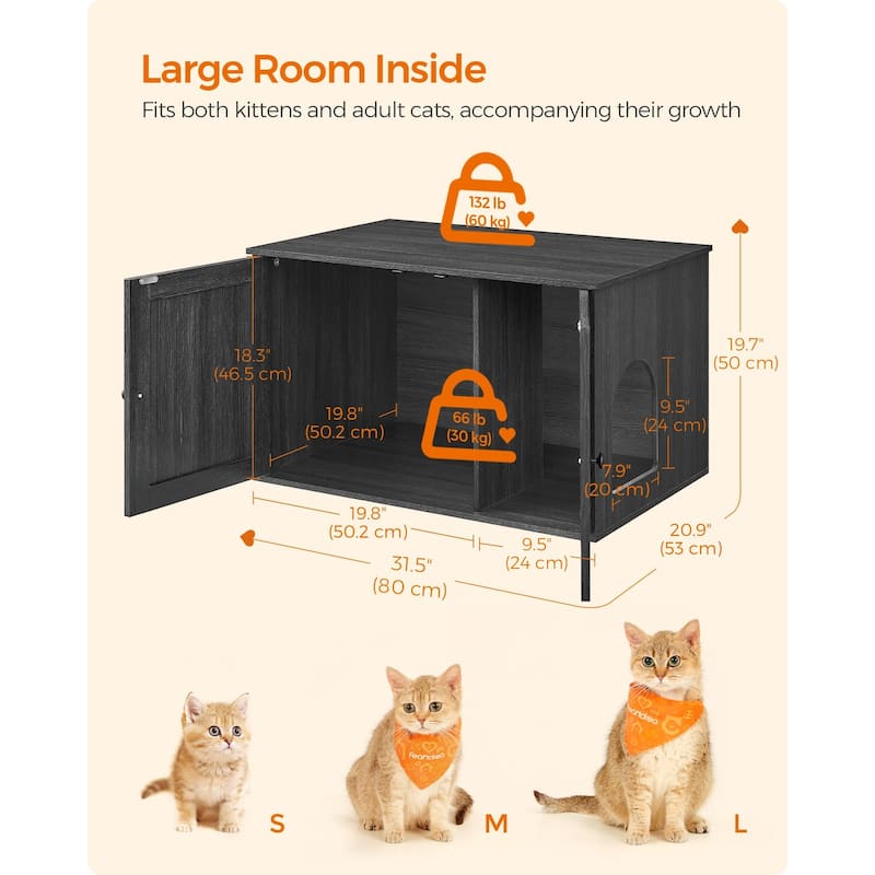 Hidden Cat Litter Box Enclosure, Wooden Cabinet Furniture